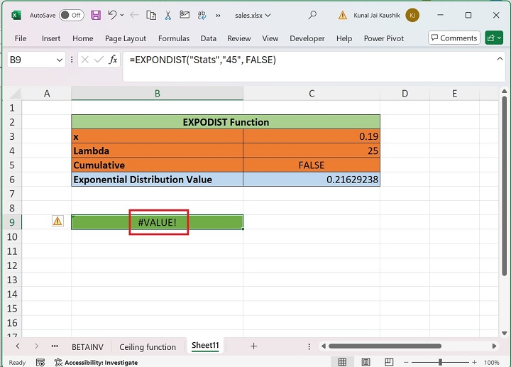 Excel EXPONDIST Function 5