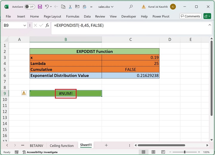 Excel EXPONDIST Function 7