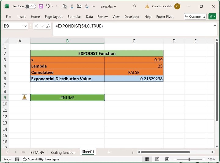 Excel EXPONDIST Function 9