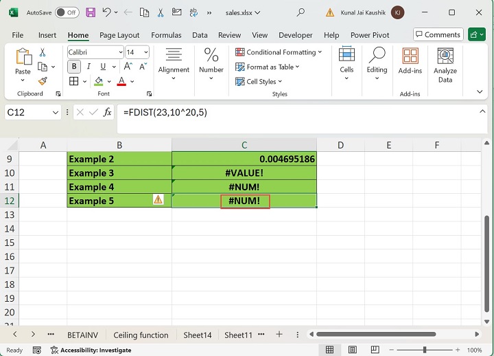 Excel FDIST Function 10