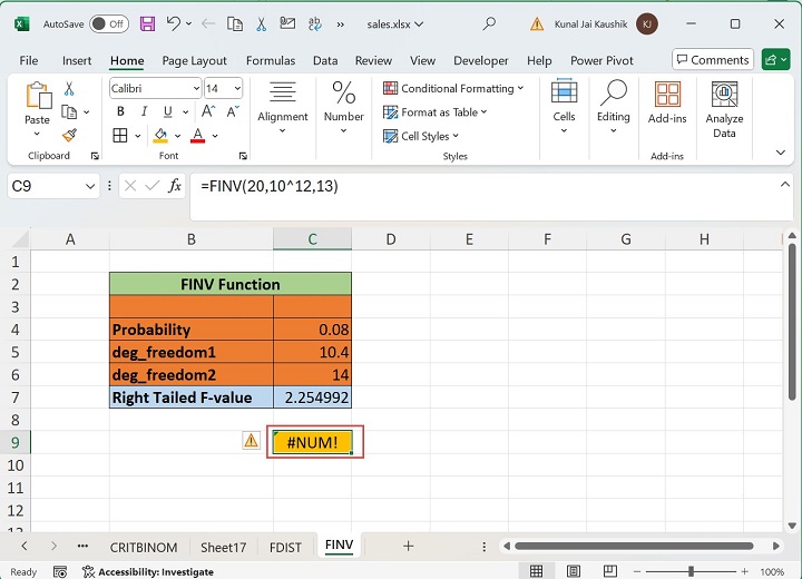 Excel FINV Function 10