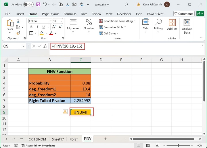 Excel FINV Function 12