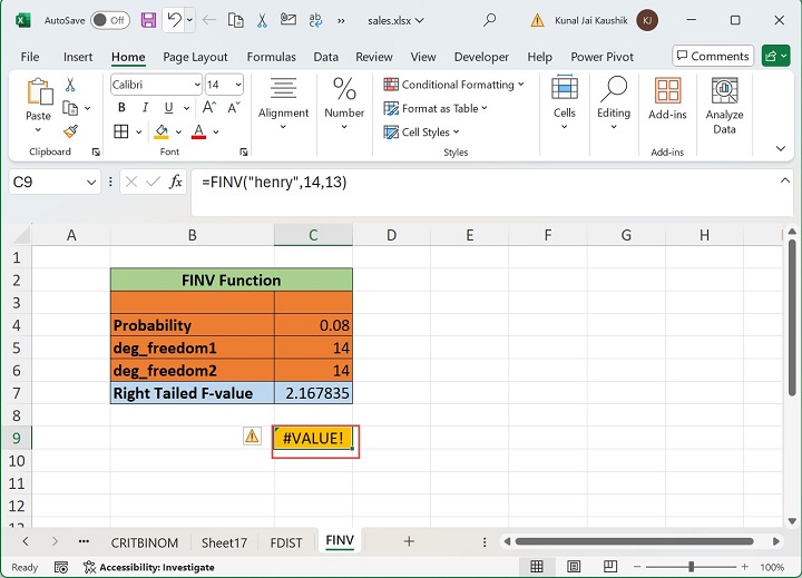 Excel FINV Function 4