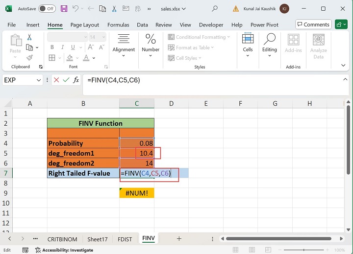 Excel FINV Function 7