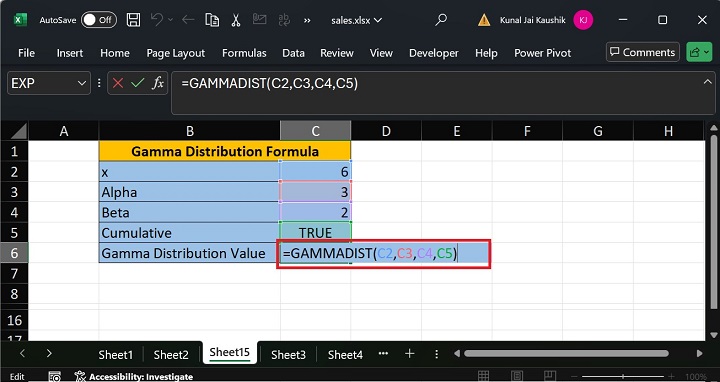 Excel GAMMADIST Function 1