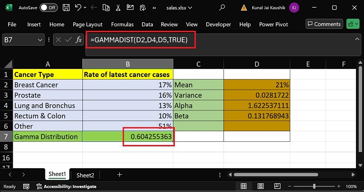 Excel GAMMADIST Function 10