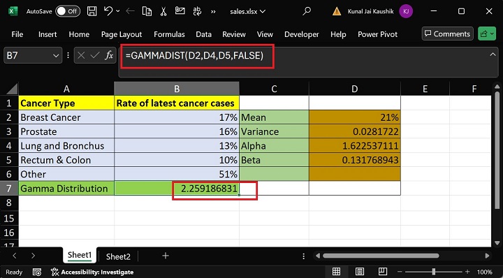 Excel GAMMADIST Function 11