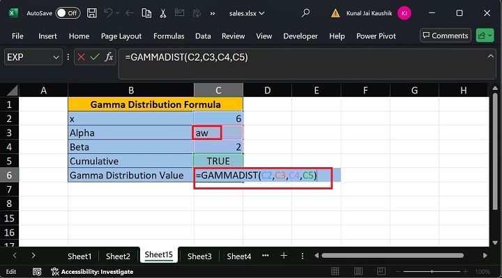 Excel GAMMADIST Function 12