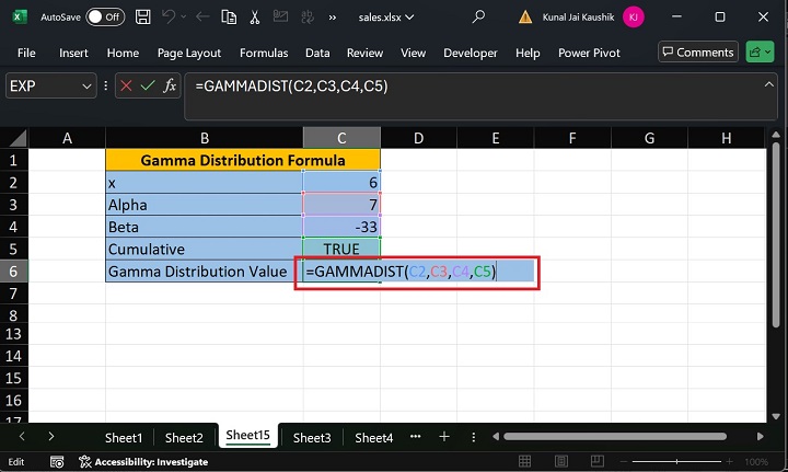 Excel GAMMADIST Function 14