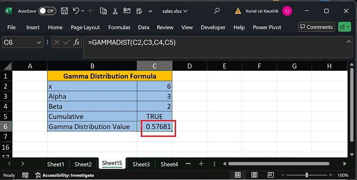 Excel GAMMADIST Function 2