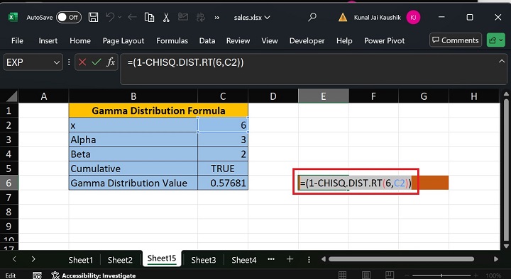 Excel GAMMADIST Function 3