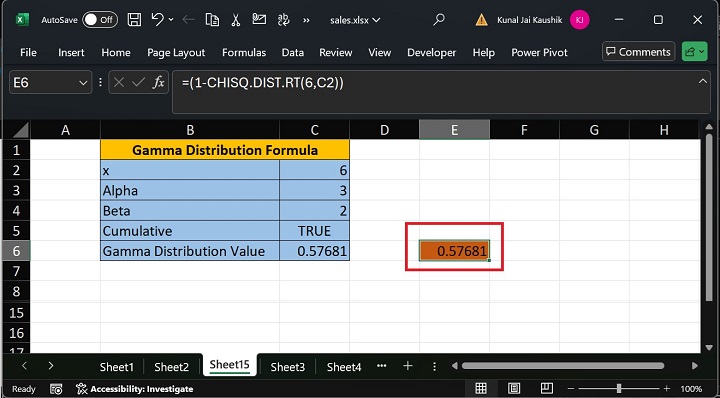 Excel GAMMADIST Function 4