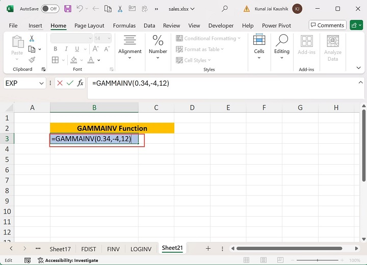 Excel Gammainv Function 11