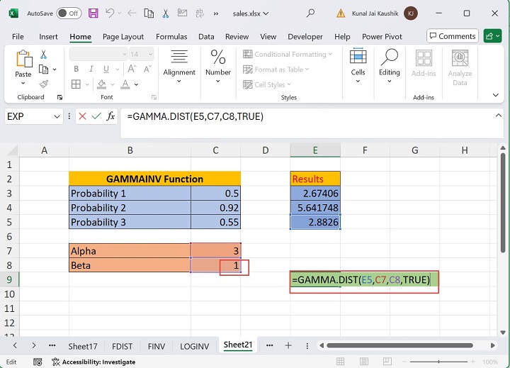 Excel Gammainv Function 15