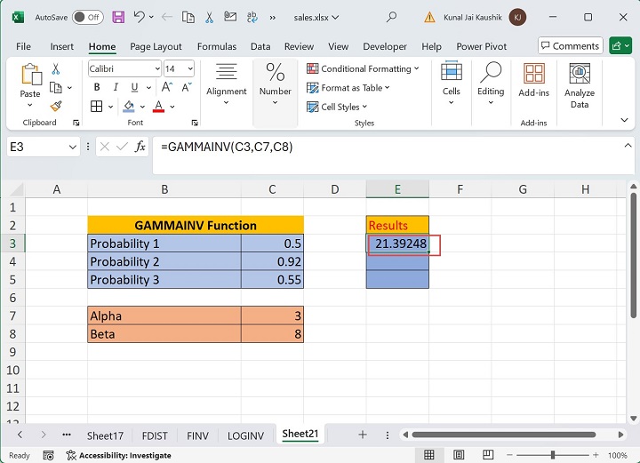 Excel Gammainv Function 2