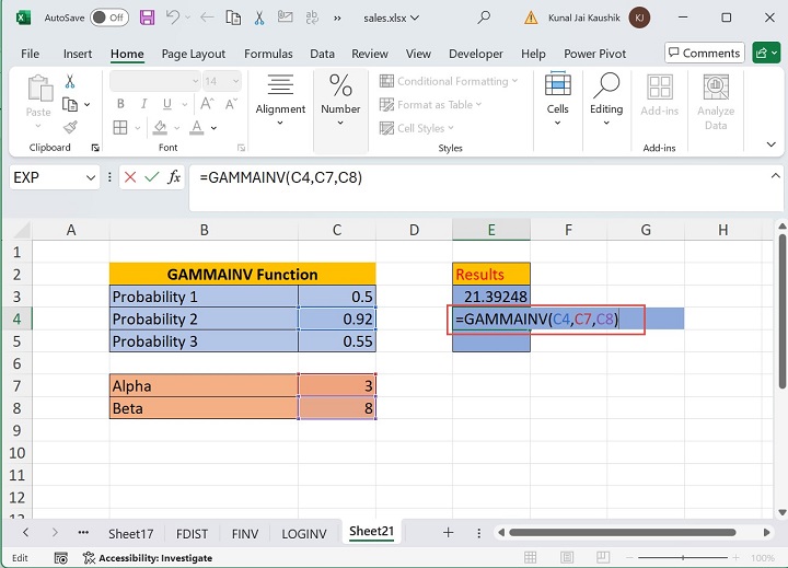 Excel Gammainv Function 3