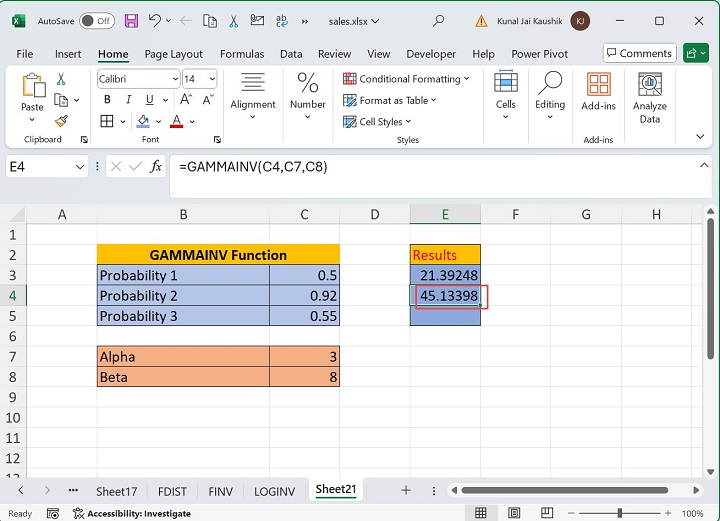 Excel Gammainv Function 4