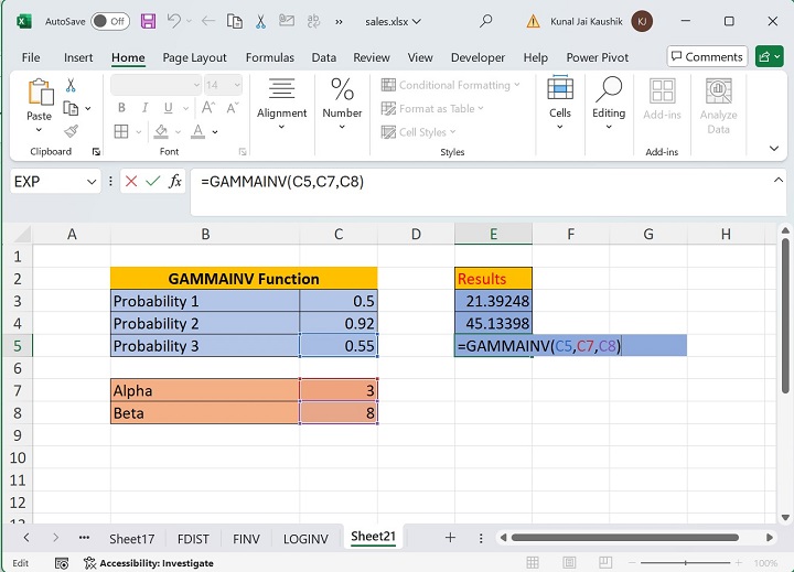 Excel Gammainv Function 5