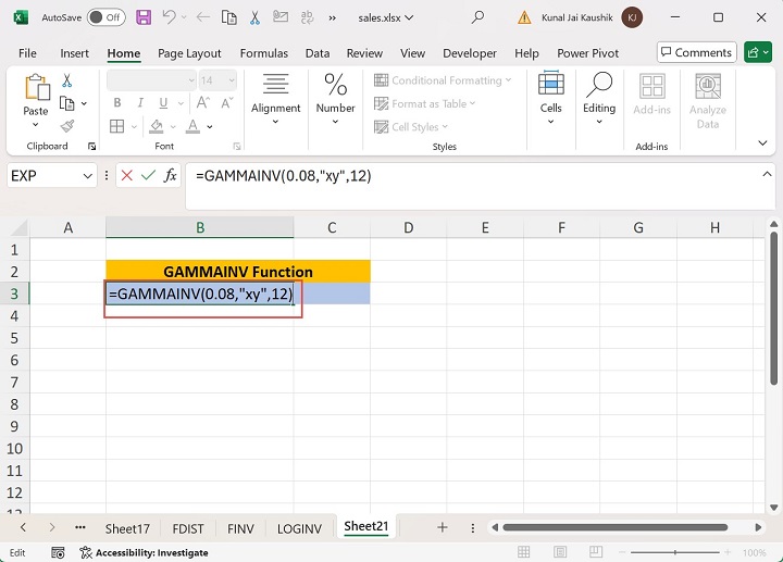 Excel Gammainv Function 7