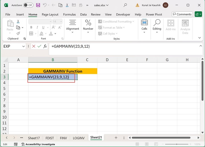 Excel Gammainv Function 9