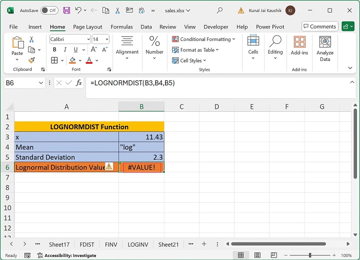 Excel LOGNORMDIST Function 3