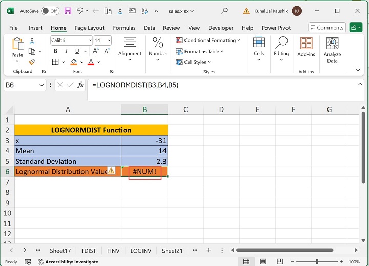 Excel LOGNORMDIST Function 5