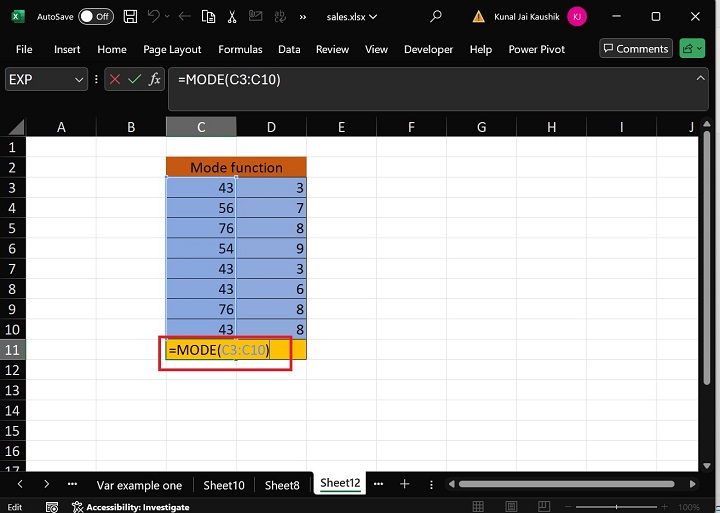 Excel Mode Function 1