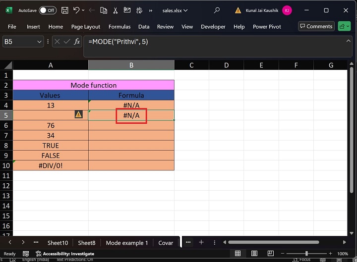 Excel Mode Function 10