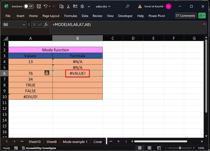 Excel Mode Function 12