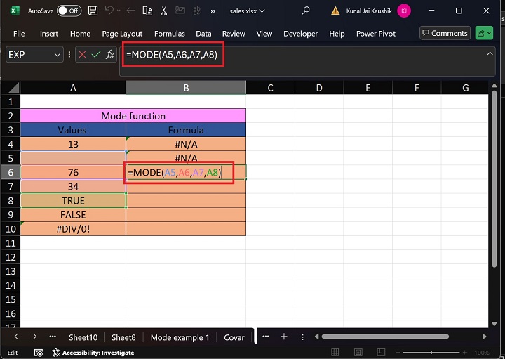 Excel Mode Function 13