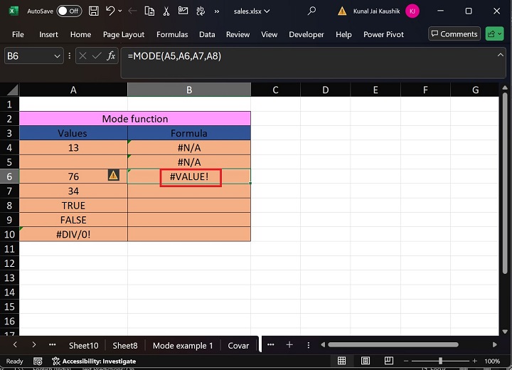 Excel Mode Function 14