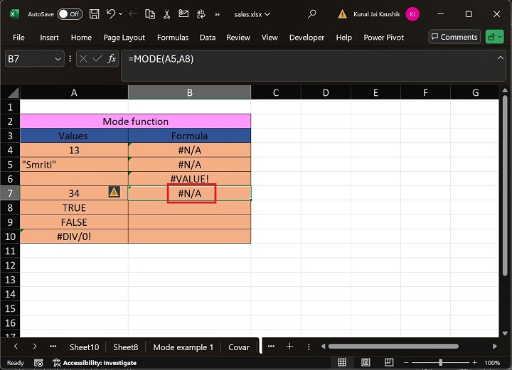 Excel Mode Function 16