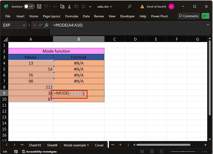 Excel Mode Function 17