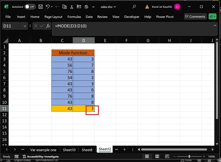 Excel Mode Function 4