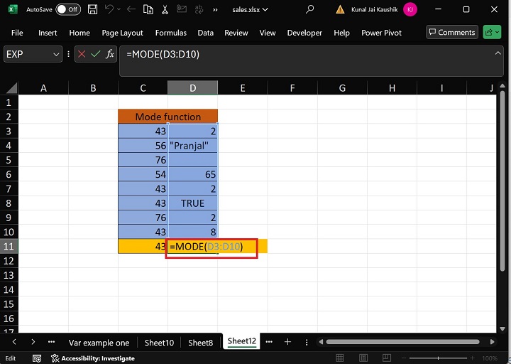 Excel Mode Function 5