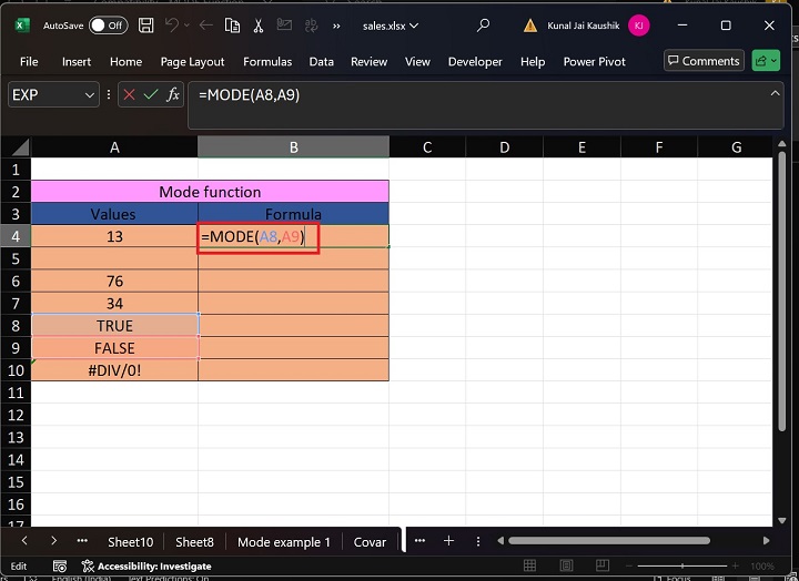 Excel Mode Function 7