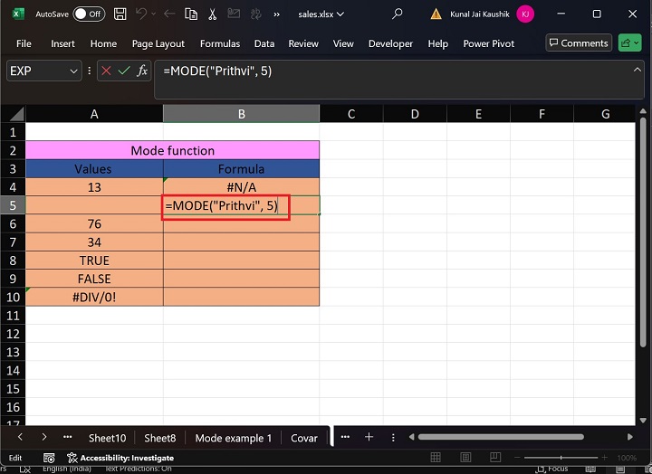 Excel Mode Function 9