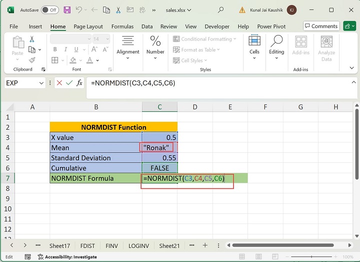 Excel NORMDIST Function 3