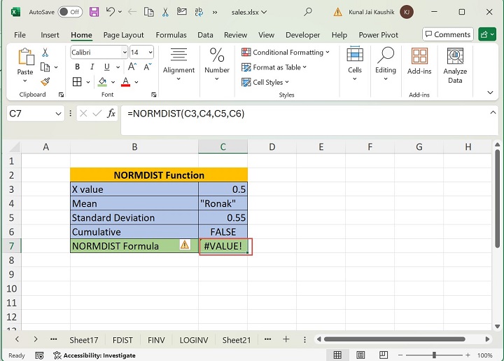 Excel NORMDIST Function 4