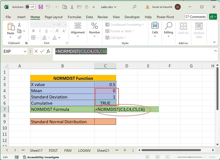 Excel NORMDIST Function 5