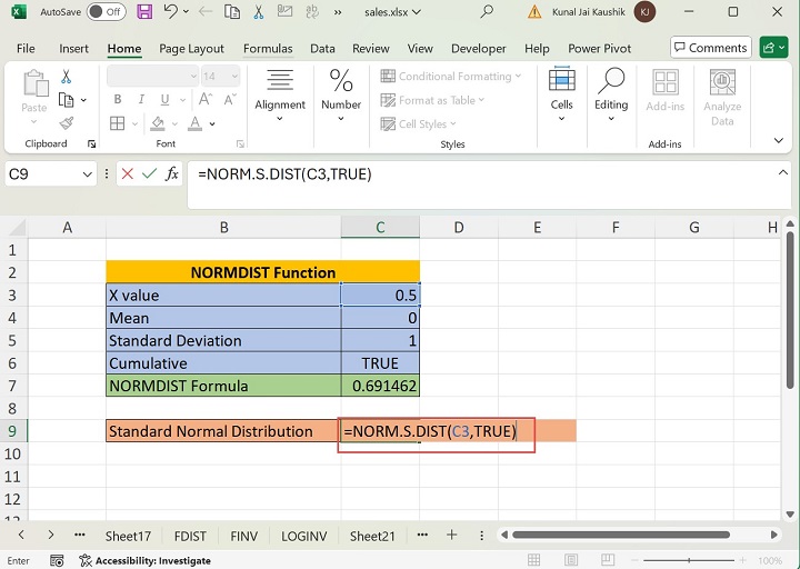 Excel NORMDIST Function 7