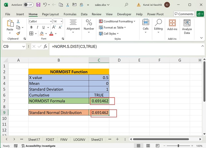 Excel NORMDIST Function 8