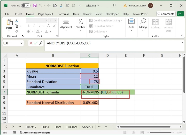 Excel NORMDIST Function 9