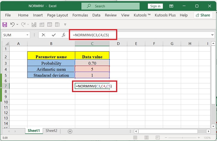 Excel NORMINV Function 2