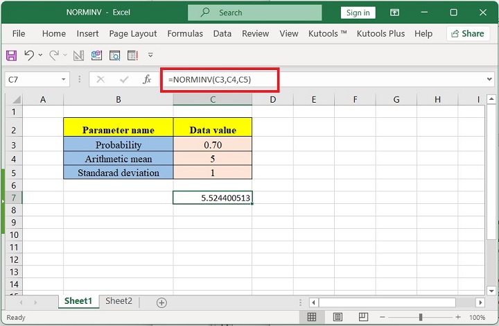 Excel NORMINV Function 3