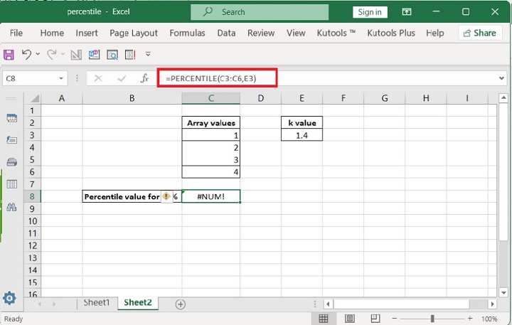 Excel PERCENTILE Function 12