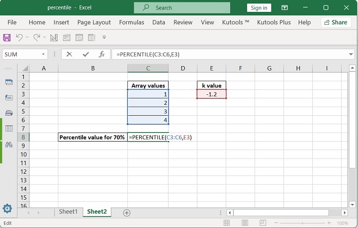 Excel PERCENTILE Function 13