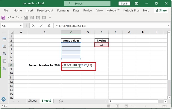 Excel PERCENTILE Function 5