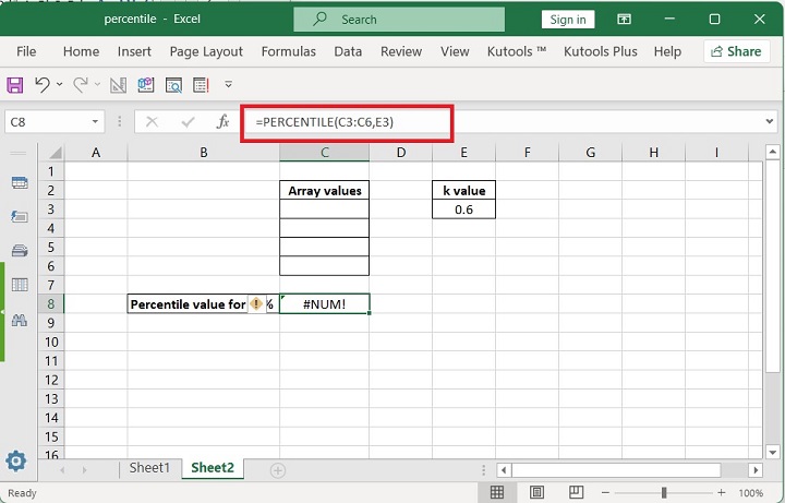 Excel PERCENTILE Function 6