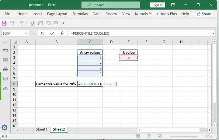 Excel PERCENTILE Function 8